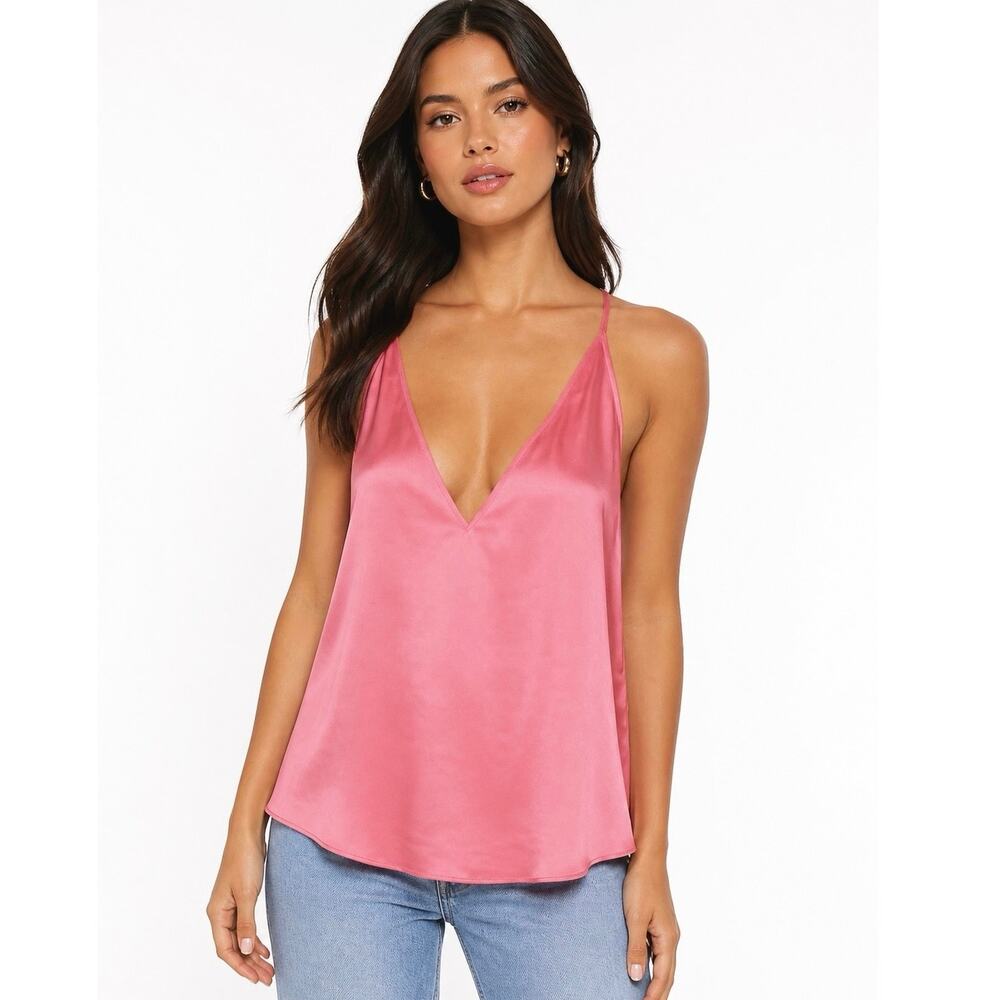 Ramy Brook NWT Noelle Medium Poppy Pink Satin Cami $245